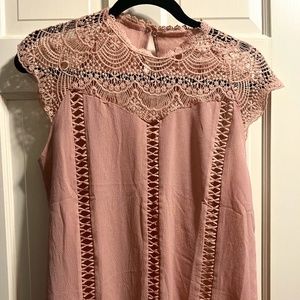 SHEIN DUSTY PINK EMBROIDERY BLOUSE